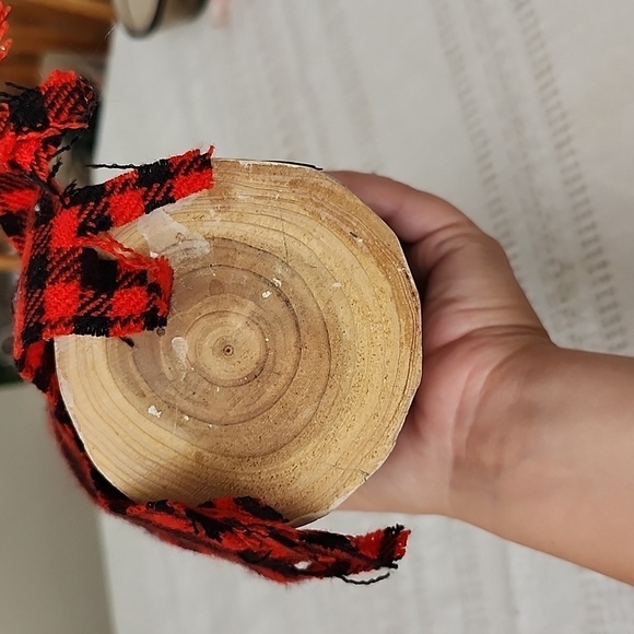 Hand Painted wooden snowman top hat candle holder plaid scarf Holiday Decoration - Picture 6 of 8